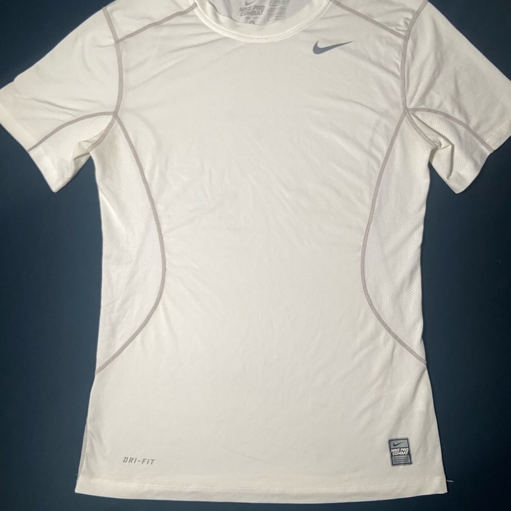 Nike Men’s White Dri-FIT Short Sleeve Athletic Shirt - Picture 2 of 5